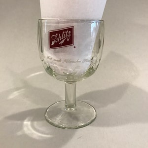 SCHLITZ THUMBPRINT GLASS, Vintage barware, Vintage Schlitz beer Glass, vintage beer goblet, beer advertising glass, gift for dad, retro beer