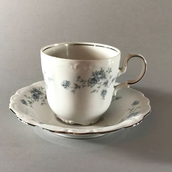 Haviland China tea cup and Saucer, floral tea cup and saucer, blue flower tea cup and saucer, Blue Garland cup and saucer, replacement piece