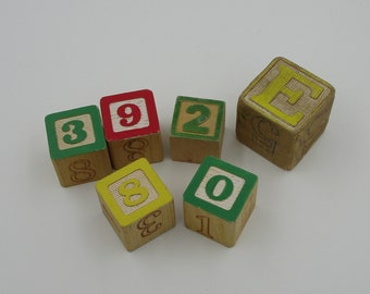 Vintage wood block, alphabet block, number block, unique alphabet block, retro building block, building toy, craft supply, large wood block