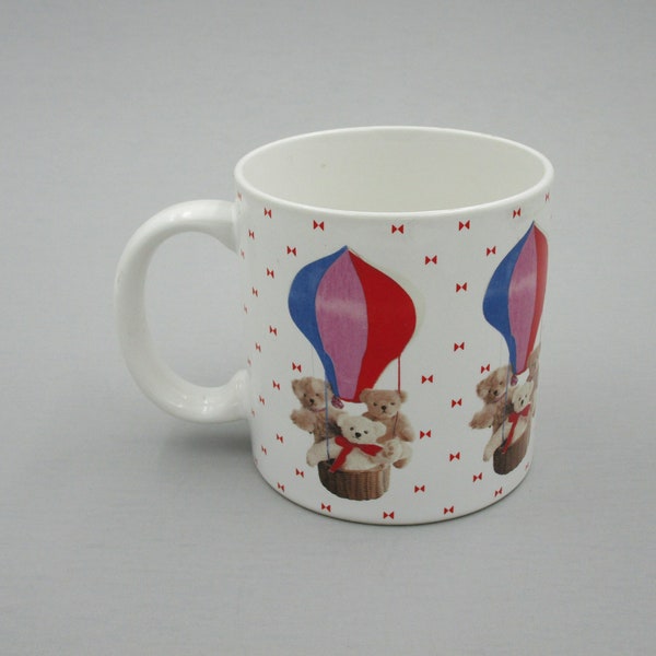 Teddy Bear Mug, hot air balloon mug, cute teddy bear mug, vintage teddy bear mug, Snapshot mug, teddy bear gift, hot air balloon gift, retro
