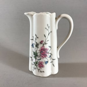 PITCHER WITH ROSES, small decorative pitcher, small pitcher, vintage pitcher, Haviland pitcher, Limoges pitcher, pitcher with pink flowers