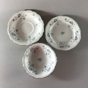 Haviland China replacement pieces, floral Saucer, floral bowl, floral bread & butter plate, blue flower dishes, Blue Garland dishes, gift