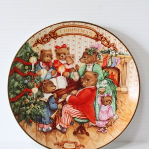 Christmas plate with Bears, Together For Christmas, Avon Christmas plate, retro Christmas decor, bear decor, holiday decor, keepsake plate