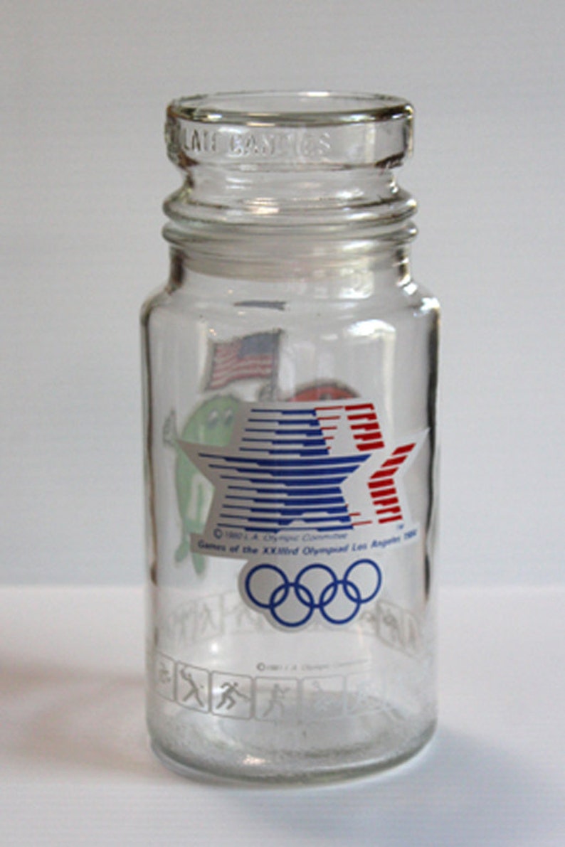 M & M Olympics glass jar vintage glass jar 1984 Los Angeles Etsy