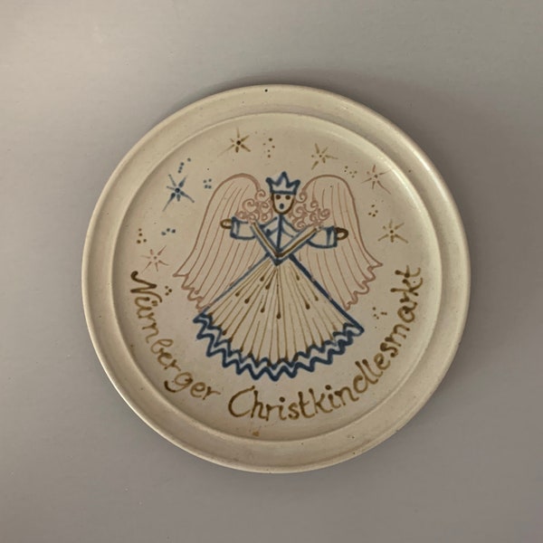 Vintage Christmas Plate, Plate with angel, Retro Christmas plate, German Christmas plate, holiday plate, Christmas gift, Christmas decor