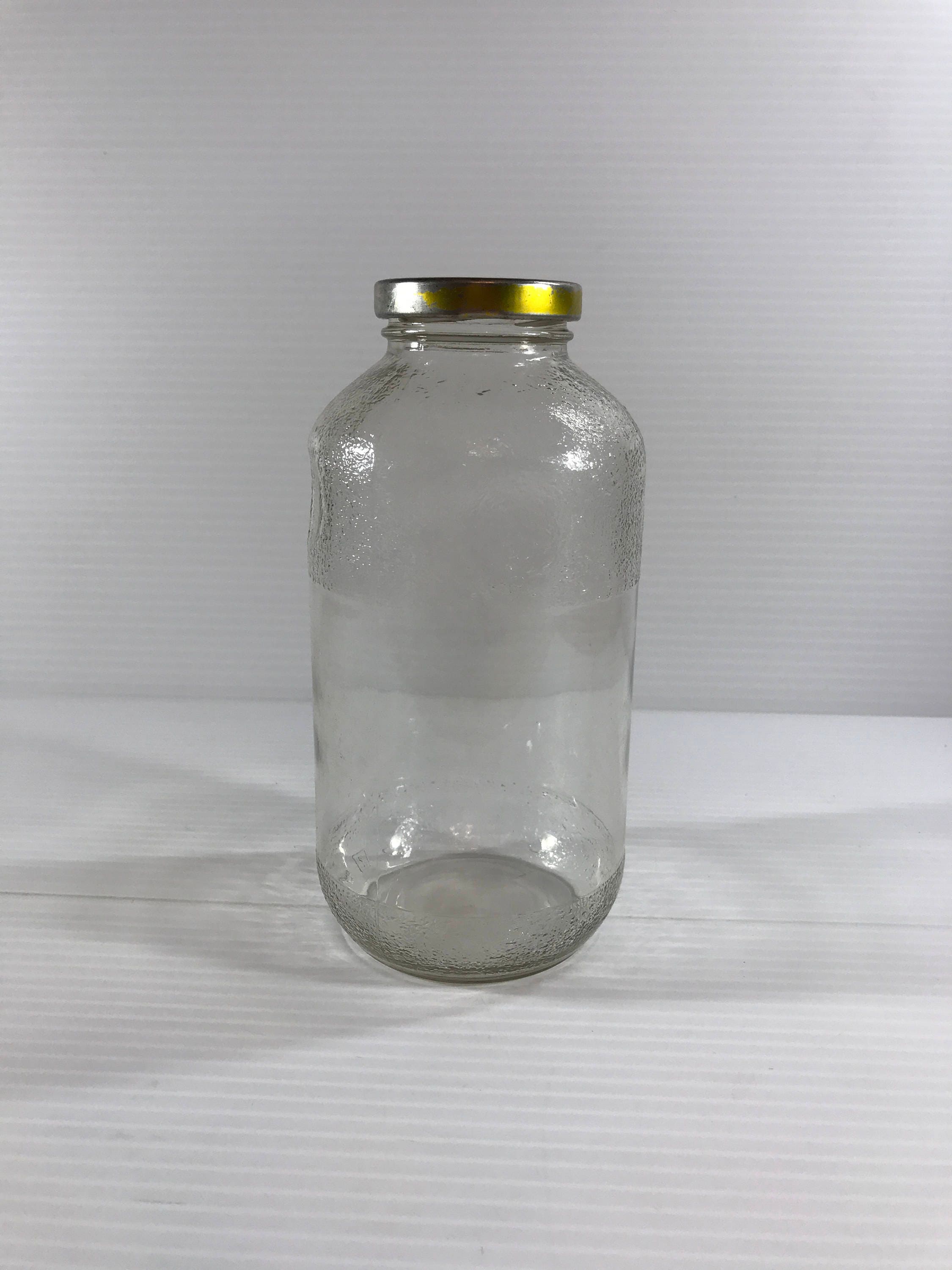 Vintage Kraft Orange Juice Clear Glass Jar Bottle Half Gallon