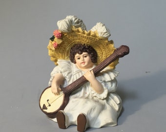 CERAMIC FIGURINE of GIRL,Susanna figurine,Maud Humphrey Bogart figurine,girl with banjo figure,gift for girl,vintage home decor,ltd. ed
