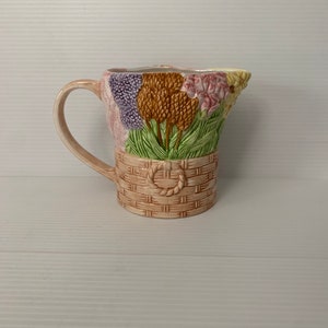 Floral pitcher, Spring pitcher, CBK floral pitcher, pitcher with flowers, ceramic pitcher, decorative pitcher, vintage pitcher, floral gift