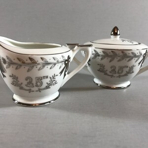 25th ANNIVERSARY GIFT, Vintage cream and sugar container, silver anniversary gift, anniversary gift, Lefton china gift, coffee serving piece