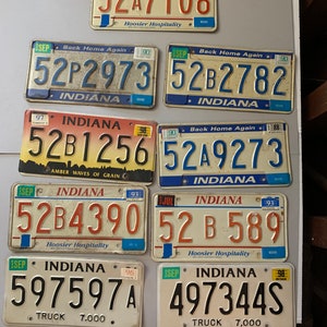 INDIANA LICENSE PLATE, Vintage license plate, Hoosier License plate, 1990s license plate, metal license plate, kitsch decor, rustic decor