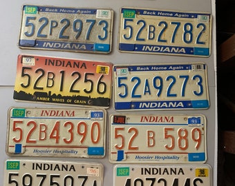 INDIANA LICENSE PLATE, Vintage license plate, Hoosier License plate, 1990s license plate, metal license plate, kitsch decor, rustic decor