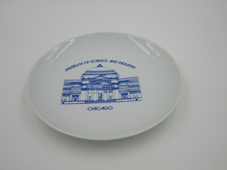 keepsake plate Chicago souvenir plate retro souvenir vintage souvenir plate museum plate Museum of Science and Industry Chicago plate