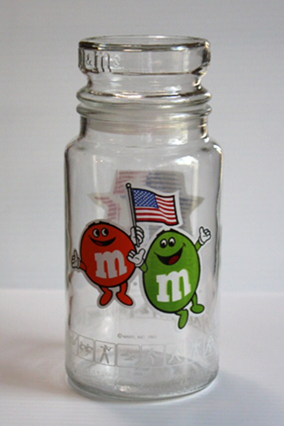 M & M Olympics Glass Jar Vintage Glass Jar 1984 Los Angeles Etsy