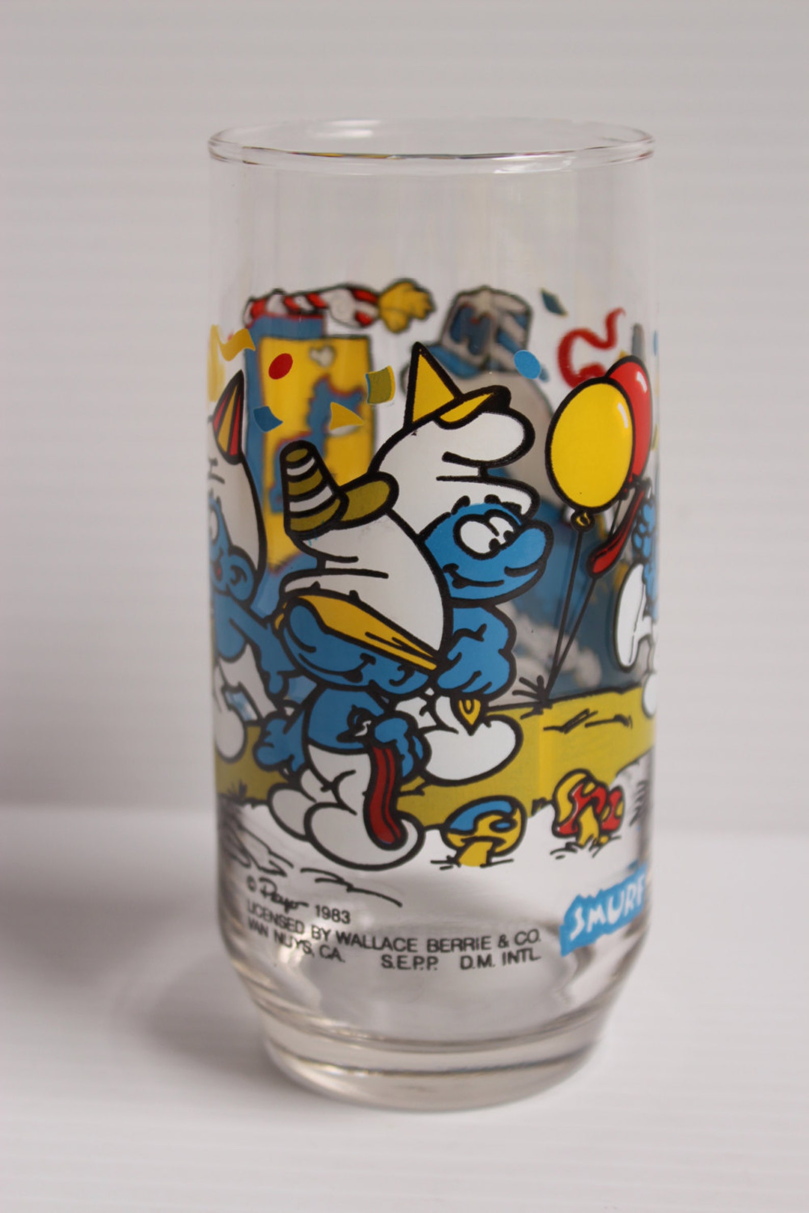 SMURF GLASS 1983 Vintage Handy Smurf Glass Vintage Birthday Etsy