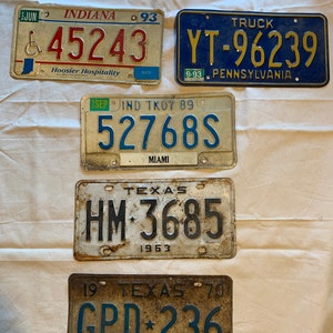 VINTAGE LICENSE PLATE, Retro license plate, Pennsylvania plate, Texas license plate, Indiana license plate, kitsch decor, rustic decor