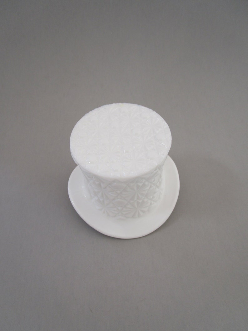 WHITE TOP HAT Decorative Top Hat Ceramic Top Hat Milk Glass Etsy