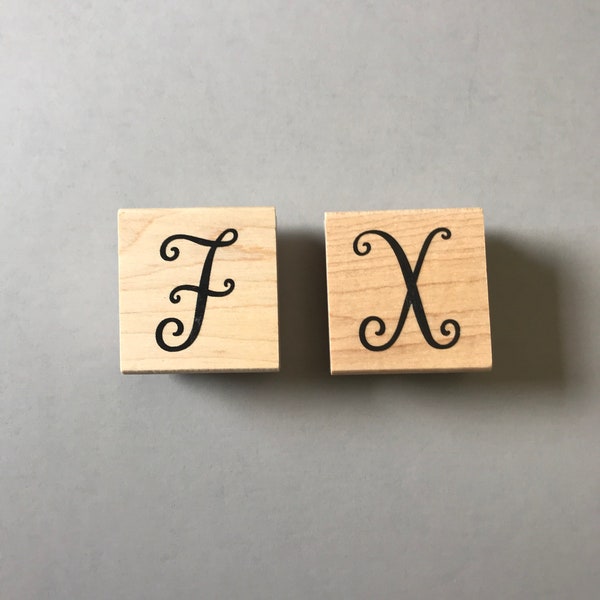 INITIAL STAMP, letter stamp, alphabet stamp, X stamp, F stamp, script stamp, capital letter stamp, craft supply, lettering stamp, abc stamp