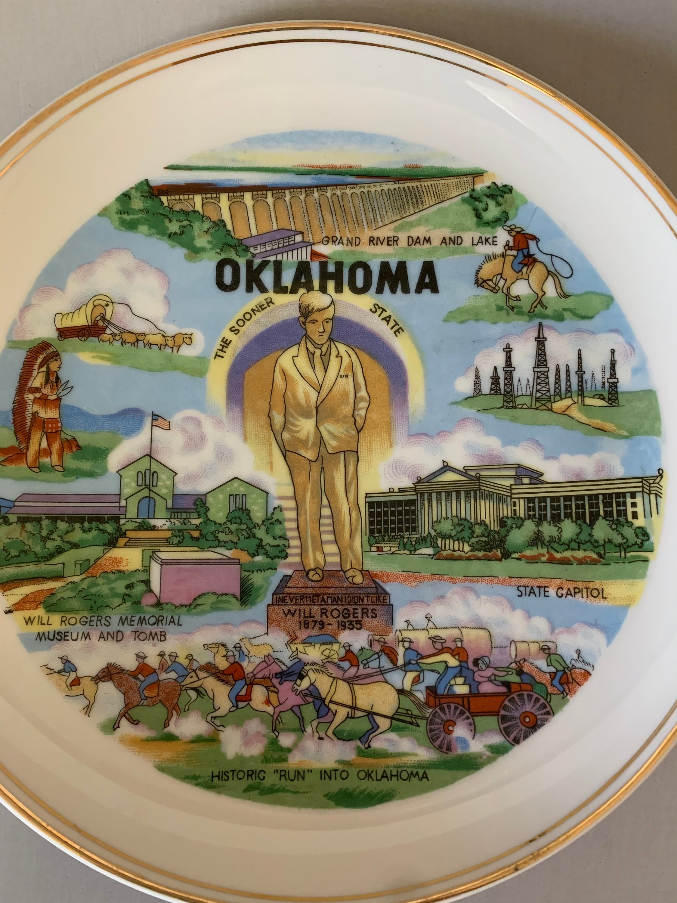Oklahoma Souvenir Plate US State Souvenir Plate Oklahoma Etsy