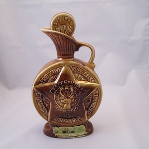 JIM BEAM DECANTER, Centennial Decanter, Decanter with star, Brown decanter, vintage decanter, unique decanter, vintage bar decor, dad&#39;s gift