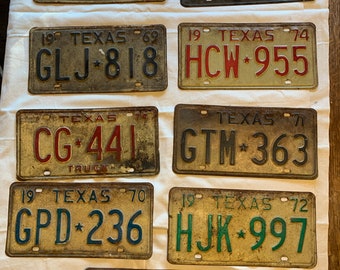 TEXAS LICENSE PLATE, Vintage license plate, Lone Star State plate, 1970s license plate, metal license plate, kitsch decor, rustic decor
