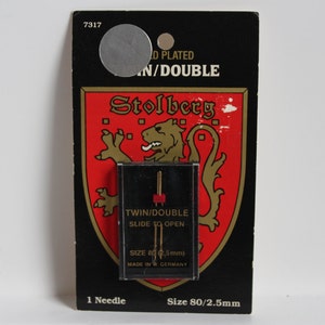 TWIN/DOUBLE SEWING Machine Needle,Gold Plated sewing machine needle,Made in W. Germany,Stolberg needle, vintage sewing supply,size 80 needle