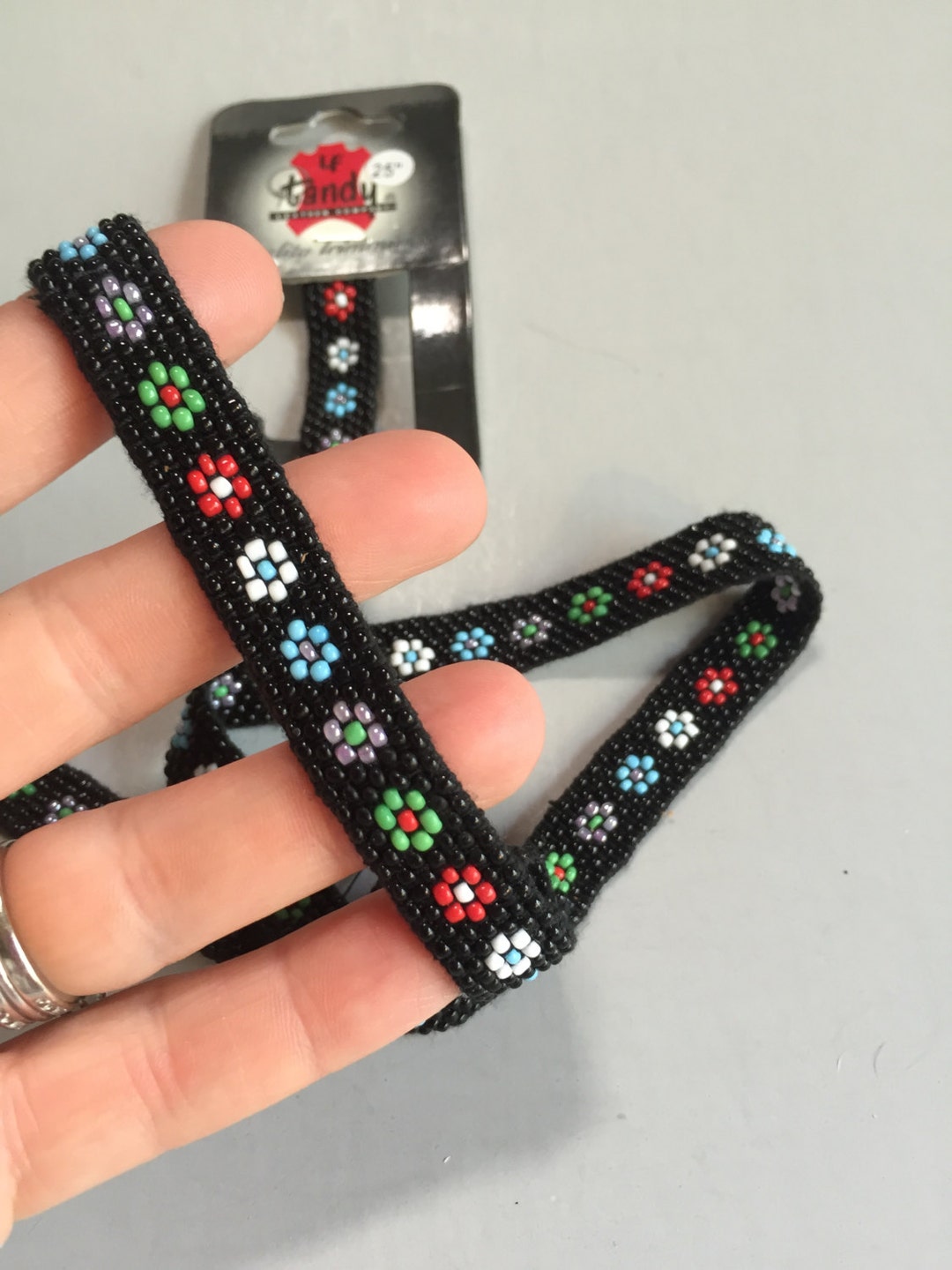 BEADED Trimming,beaded Strip of Trim,black Floral Beaded Trim,black