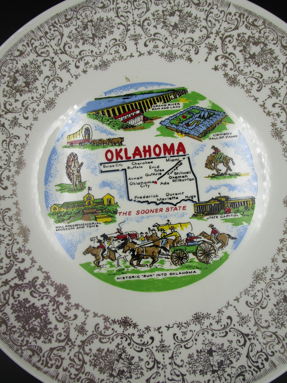 Oklahoma Souvenir Plate US State Souvenir Plate Colorful Etsy