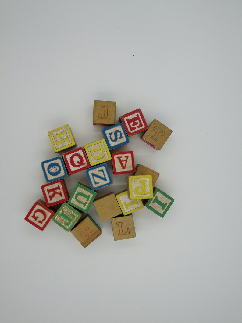 Wood Alphabet Blocks Vintage Colorful Image 0