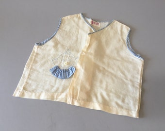 BABY BOY SHIRT, Vintage white baby shirt, baby shirt with clown, vintage boy's clothes, baby boy's clothes, baby boy gift,sleeveless shirt