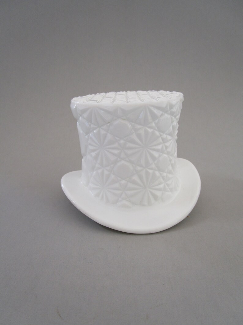 WHITE TOP HAT Decorative Top Hat Ceramic Top Hat Milk Glass Etsy