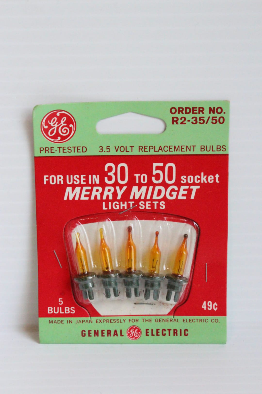 GE Miniature Christmas Lights Set of 5, YELLOW, Push in Light Set