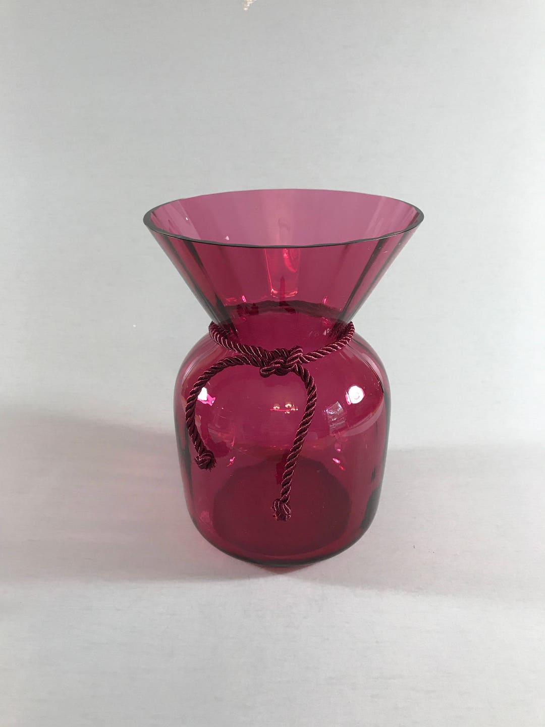 RED GLASS VASE, Vintage Glass Vase, Dark Red Vase, Maroon Vase, Pretty