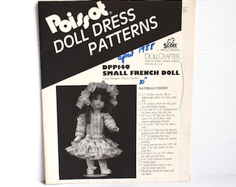 LACE and RUFFLE DRESS Pattern, Doll Dress Pattern, pattern for small French doll, pattern for girl doll, doll supply, doll making supplies