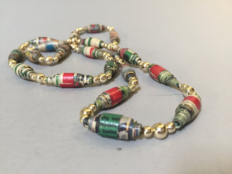 NEWSPAPER BEADED Necklace VINTAGE Newsprint Bead Necklace Etsy