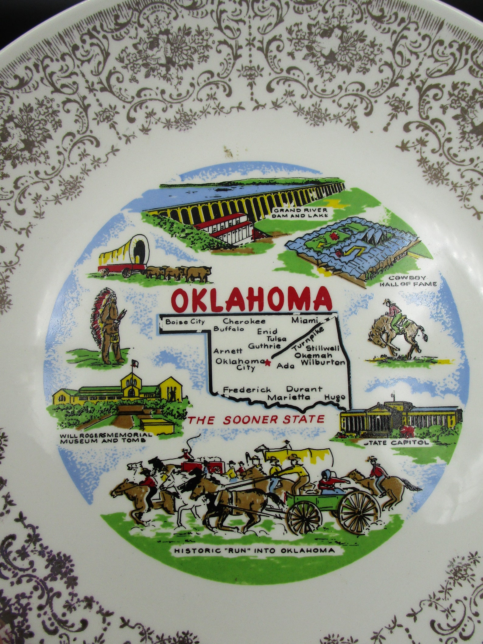 Oklahoma Souvenir Plate US State Souvenir Plate Colorful Etsy
