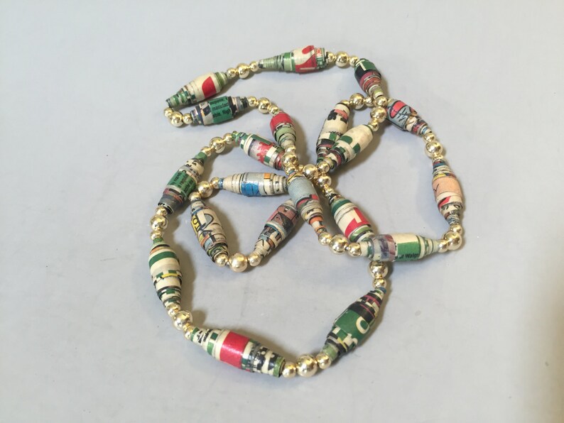 NEWSPAPER BEADED Necklace VINTAGE Newsprint Bead Necklace Etsy