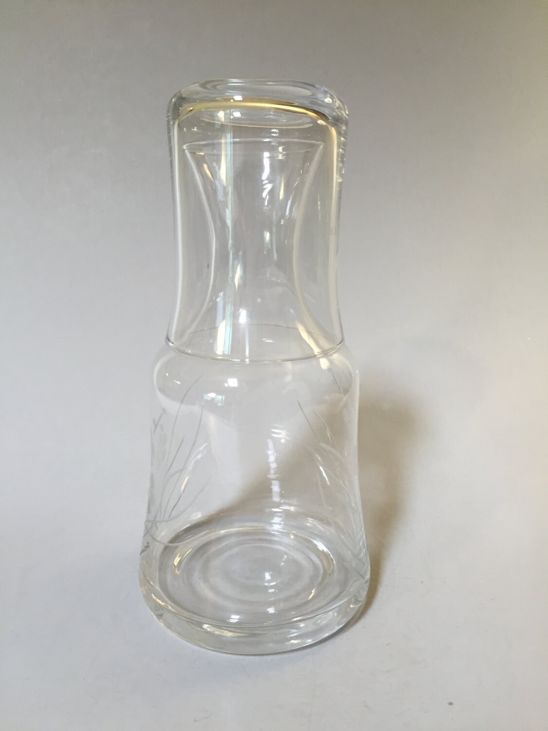 BEDSIDE WATER CARAFE Vintage glass carafe with cup Vintage Etsy
