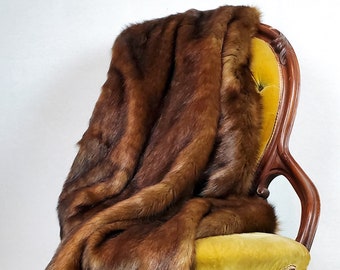 Luxe Faux Fur Throw Blanket, Luxury Realistic Animal Fur Blanket, Vegan Fur Throw