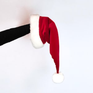 Extra Long Red Velvet Luxe Santa Hat, Luxury Velvet and Faux Fur Santa Hat, Christmas Santa Hat