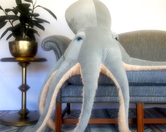 Giant Octopus Plush, Sea Creature Stuffed Animal, Ocean Life Soft Sculpture, Octopus Nursery Decor, Nautical Marine Animal