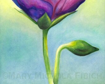 Fine Art Flower Giclée Print, Hand-Signed Print, Perennial Geranium Painting, Purple Flower Print, Geranium 'Rozanne' by Mary Michola Fibich