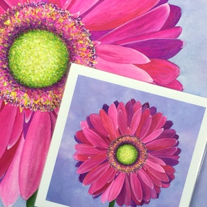 Gerbera &#39;Pino&#39; by Mary Michola Fibich, Pink Gerbera Daisy Fine Art Print, Watercolor Daisy Painting, Hot Pink Daisy Print, Floral Wall Art