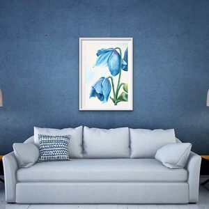 Meconopsis 'Lingholm' by Mary Michola Fibich, Himalayan Blue Poppy, Watercolor Poppy Print, Blue Poppy Wall Art, Fine Art Floral Print image 2