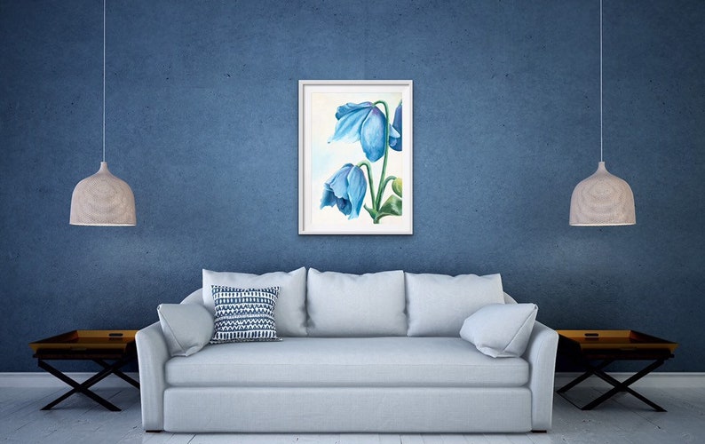 Meconopsis 'Lingholm' by Mary Michola Fibich, Himalayan Blue Poppy, Watercolor Poppy Print, Blue Poppy Wall Art, Fine Art Floral Print image 2