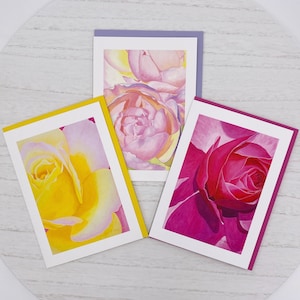 Rose Greeting Card Set, Watercolor Roses Card Set, Floral Stationary, Gardener Gift, Rose Lover Gift, Flower Greeting Card Set, Rosa