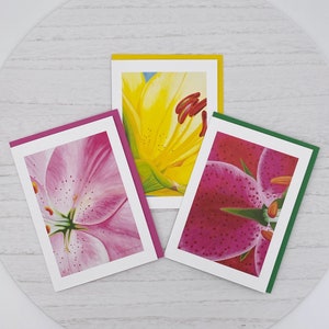 Lily Greeting Card Set, Watercolor and Gouache Lily Card Set, Floral Stationary, Gardener Gift, Flower Lover Gift, Stargazer Lily, Lilium