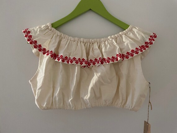Vintage 40s 50s Cotton Embroidered Crop Top Small - image 5