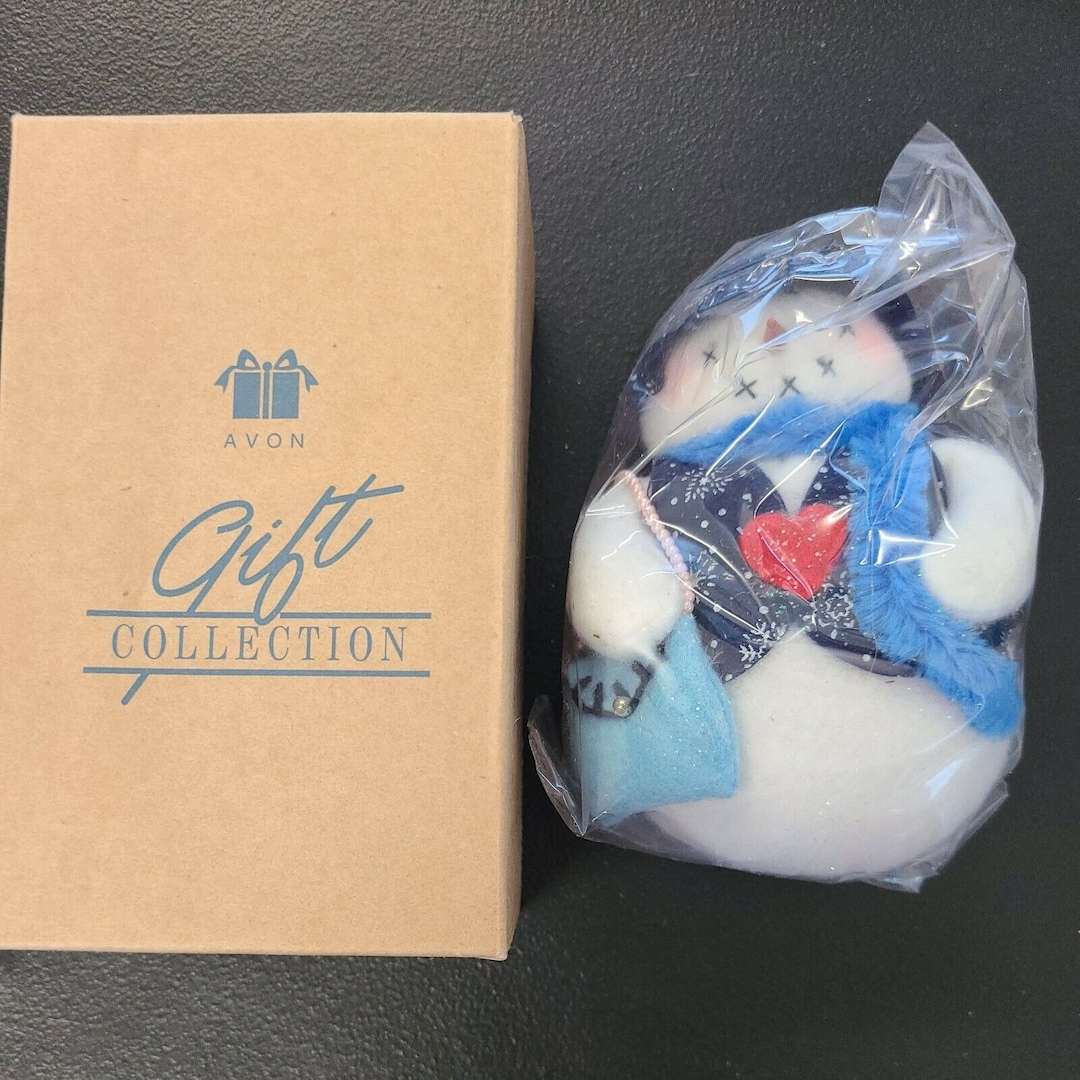 Avon Rising Snowman Avon 2001 Gift Collection Fabric Christmas Ornament Snowman Snowflake ...