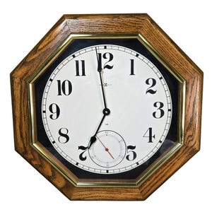 Vintage Howard Miller Octagon Wall Clock Chime Model 612-569 Wood 
