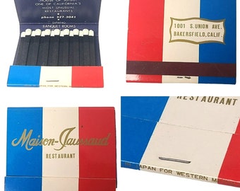 Maison-Jaussaud French Restaurant Bakersfield Full Matchbook Cover Western Match